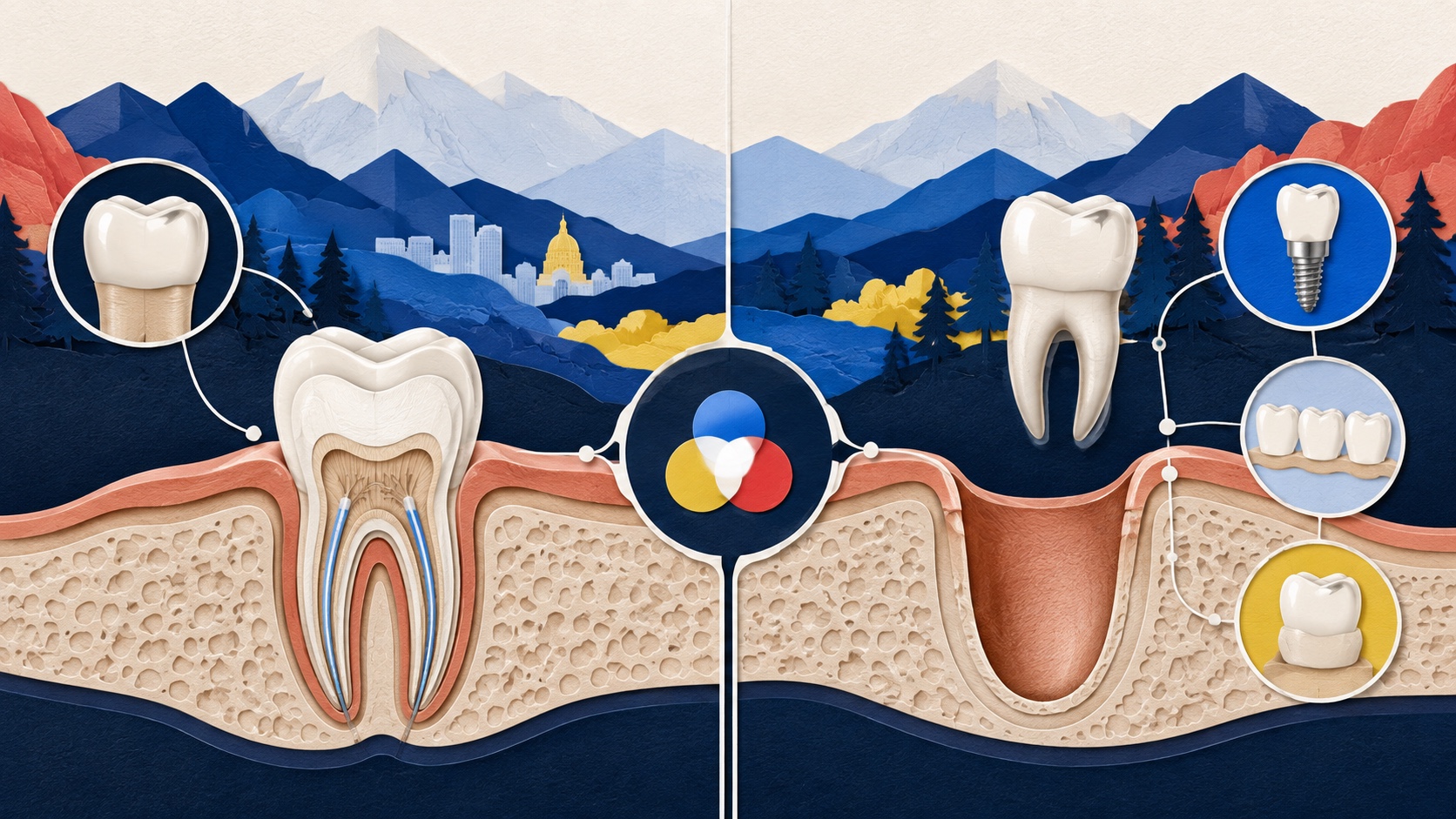 Illustrated comparison between preserving a tooth and removing then replacing it